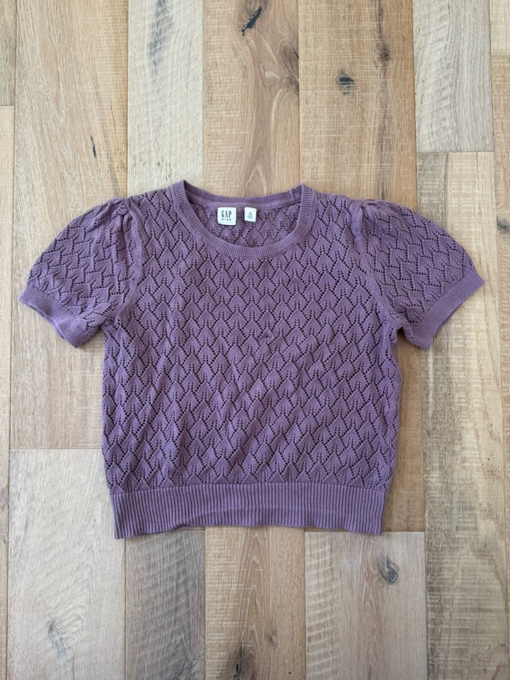 GAP Lilac Open-Knit Puff Sleeve Sweater Top